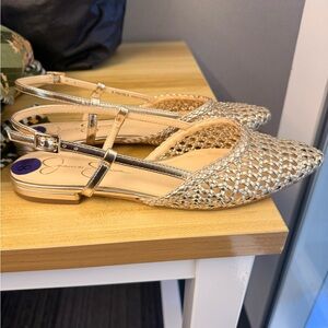 Jessica Simpson Metallic Gold Woven Flats